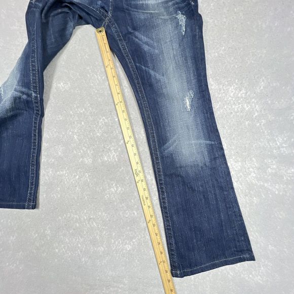 Miss Me Jeans Womens Size 29 Blue Boot Distress Jeweled Flap Pockets 3514 - Picture 10 of 15